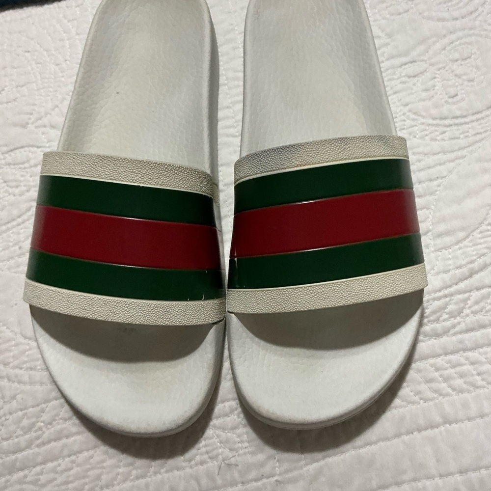 Gucci men’s web rubber slide sandal size 9 - Picture 5 of 15